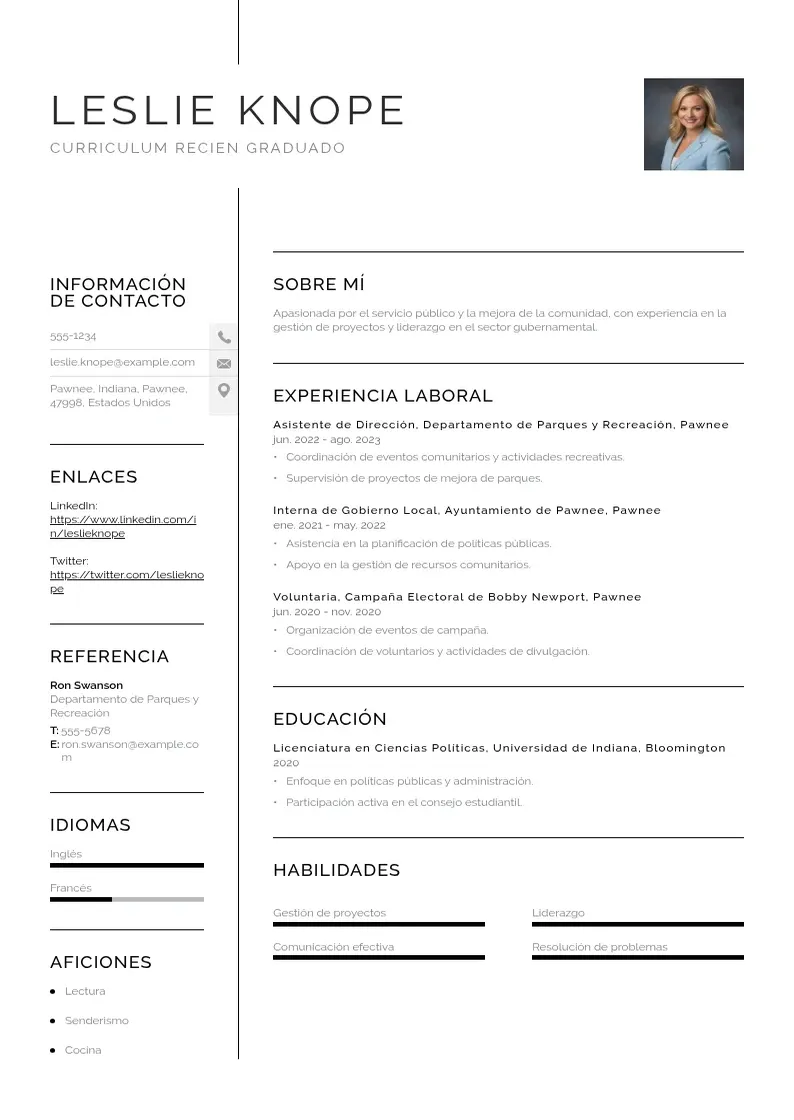 two column curriculum-recien-graduado resume example