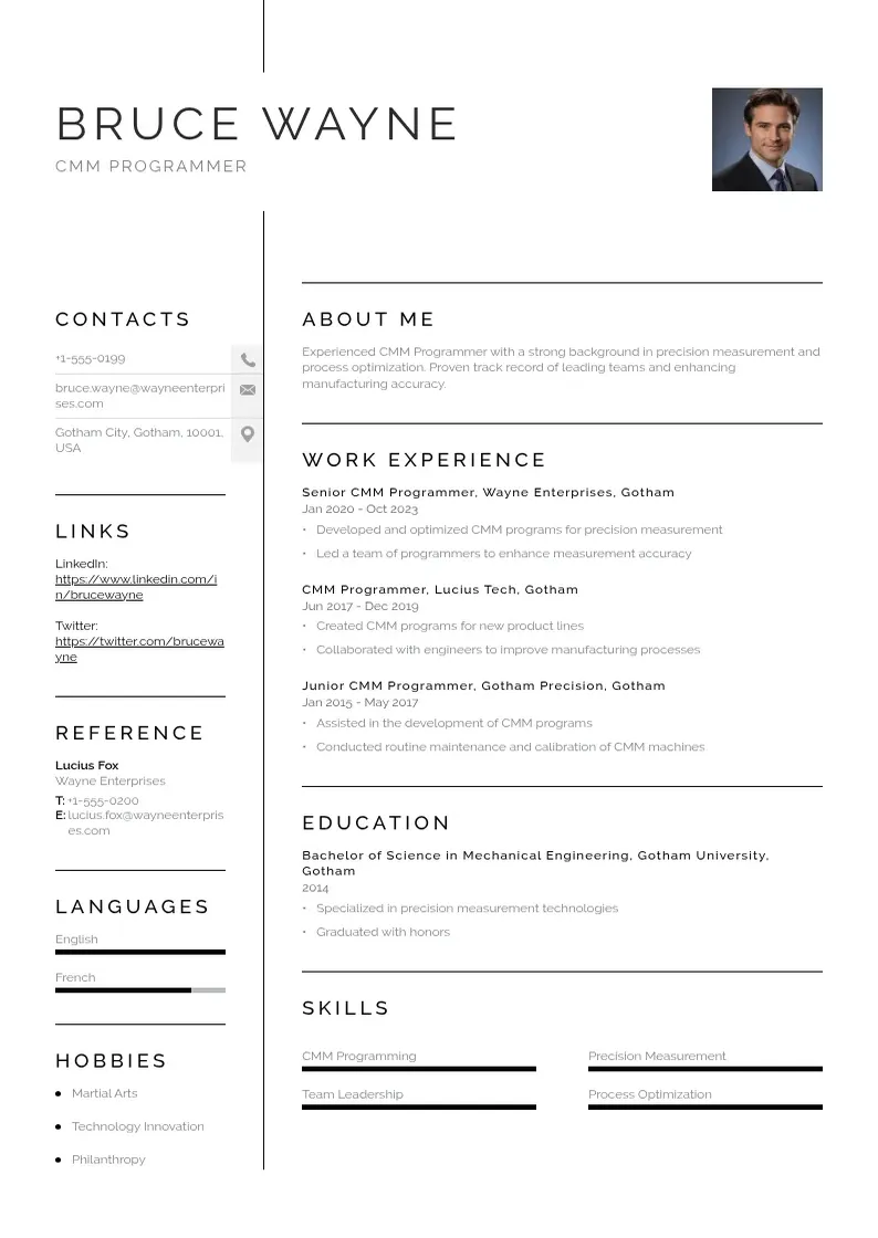 simple Cmm programmer resume resume example