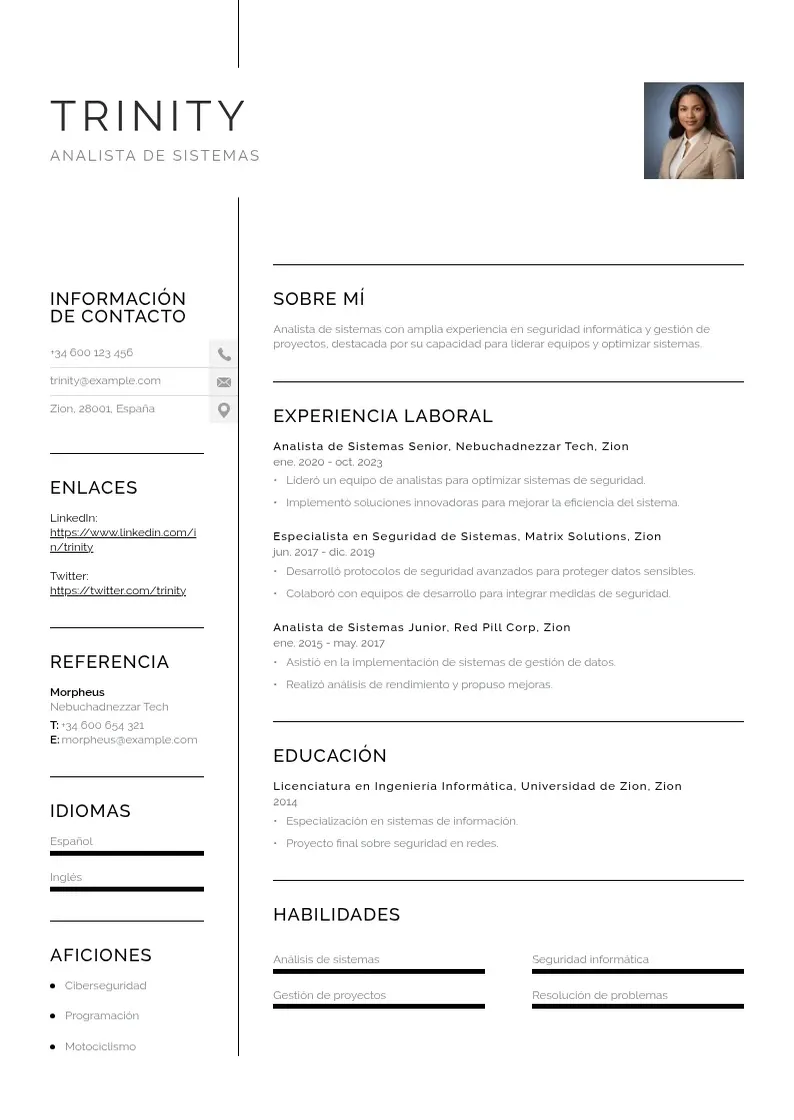 two column curriculum-de-analista-de-sistemas resume example