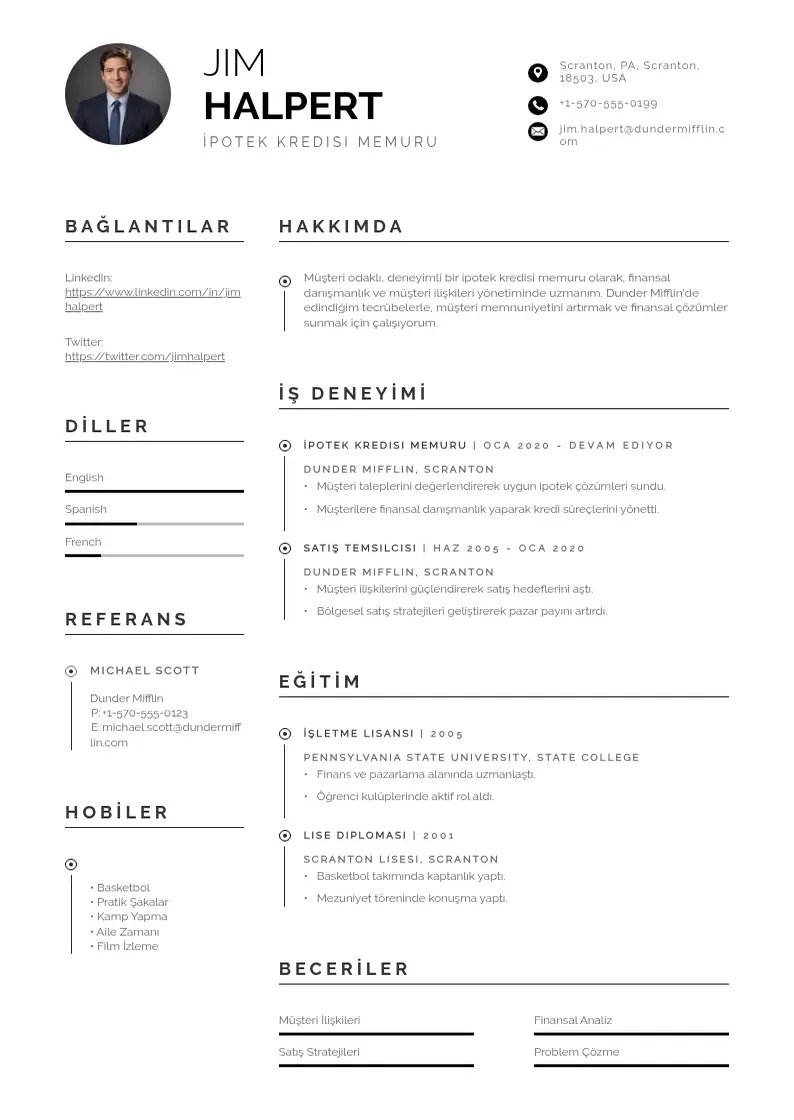 Profesionāla İpotek Kredisi Memuru  CV veidne