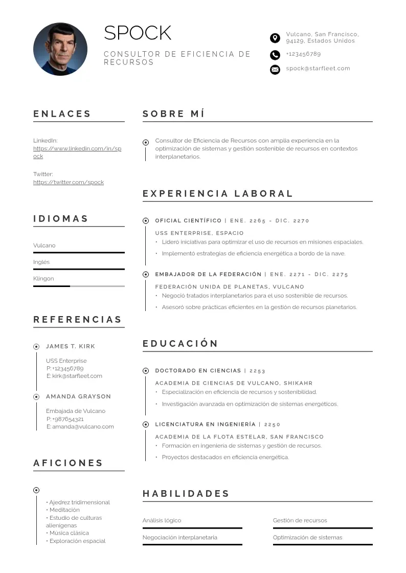 two column consultor-de-eficiencia-de-recursos resume example