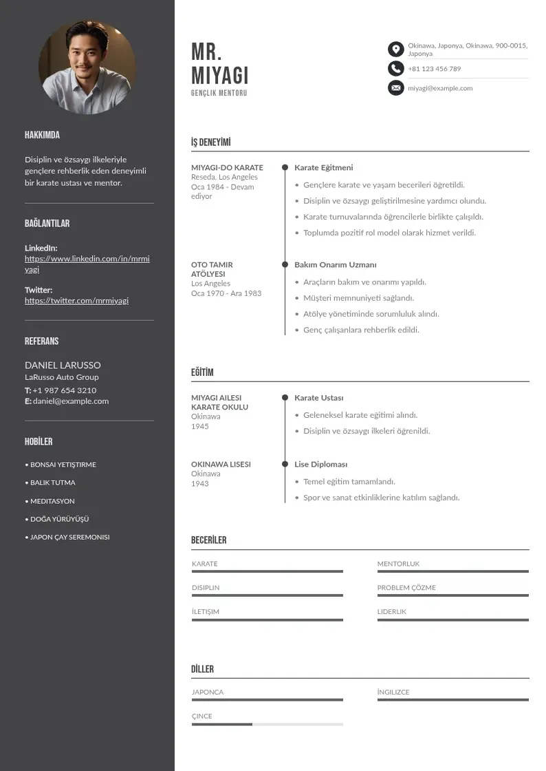Divu kolonnu Gençlik Mentoru  CV piemērs
