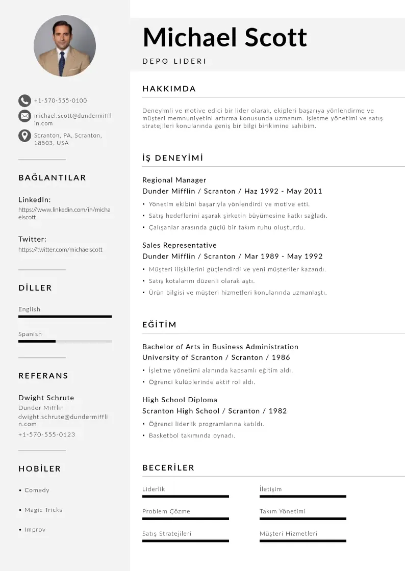 Mūsdienīga Depo Lideri  CV veidne