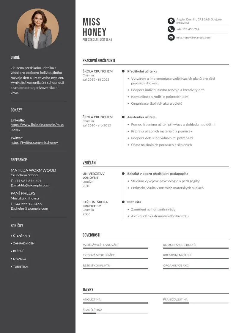 Divu kolonnu Ucitel predskolniho veku zivotopis CV piemērs