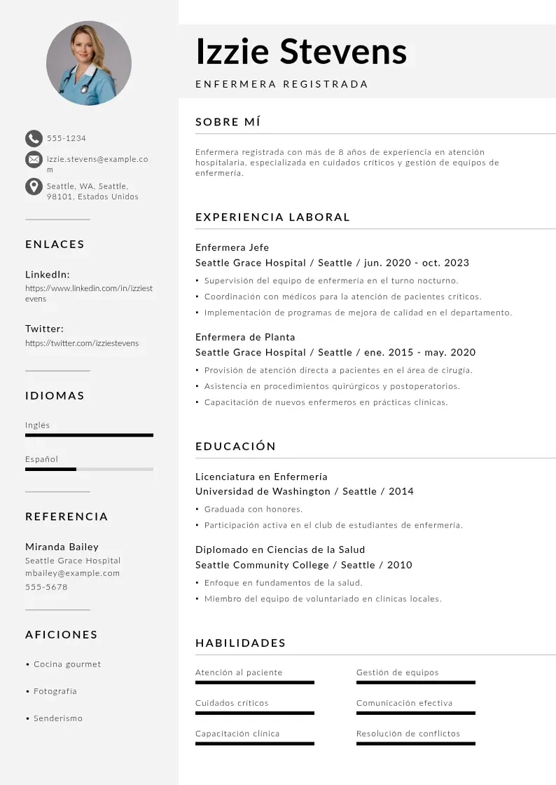 two column curriculum-de-enfermera resume example