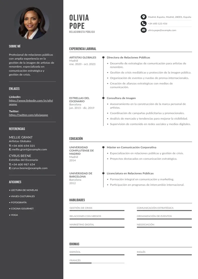 two column relacionista-publico-para-artistas resume example
