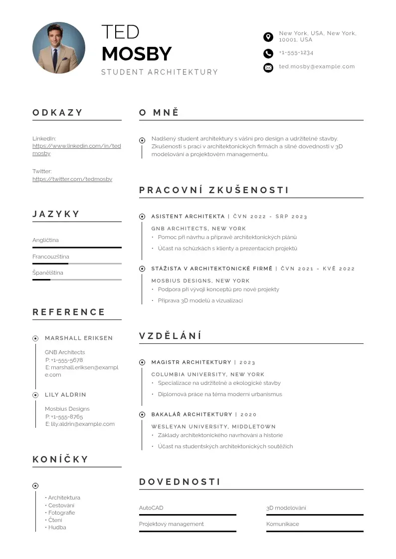 Profesionāla Studentsky zivotopis CV veidne