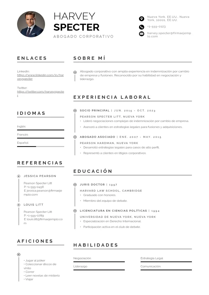 two column indemnizacion-por-cambio-de-empresa resume example