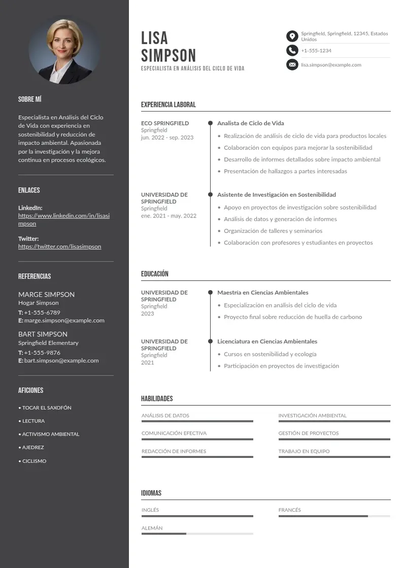 two column especialista-en-analisis-del-ciclo-de-vida resume example