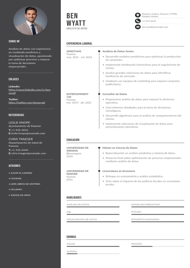 two column analista-de-datos resume example
