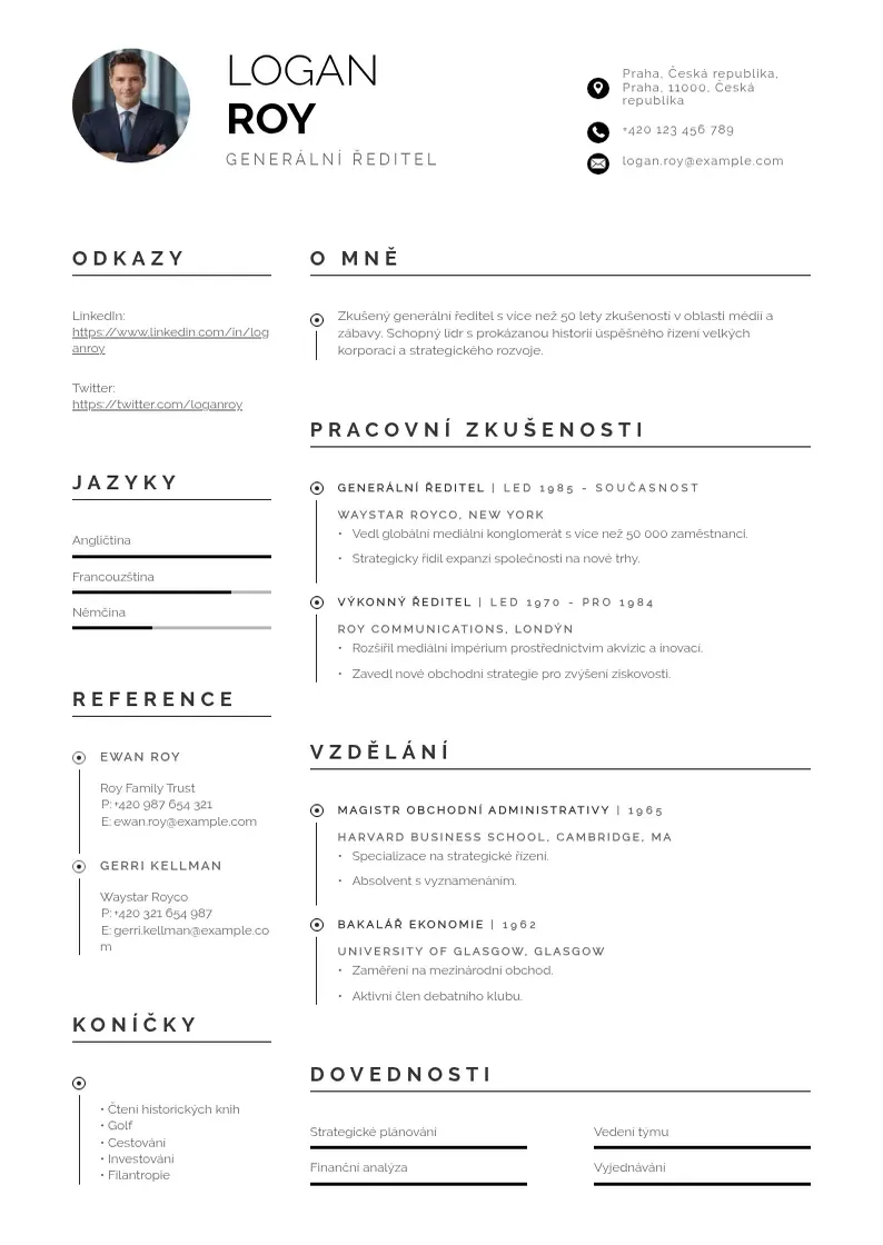 Profesionāla Generalni reditel zivotopis CV veidne