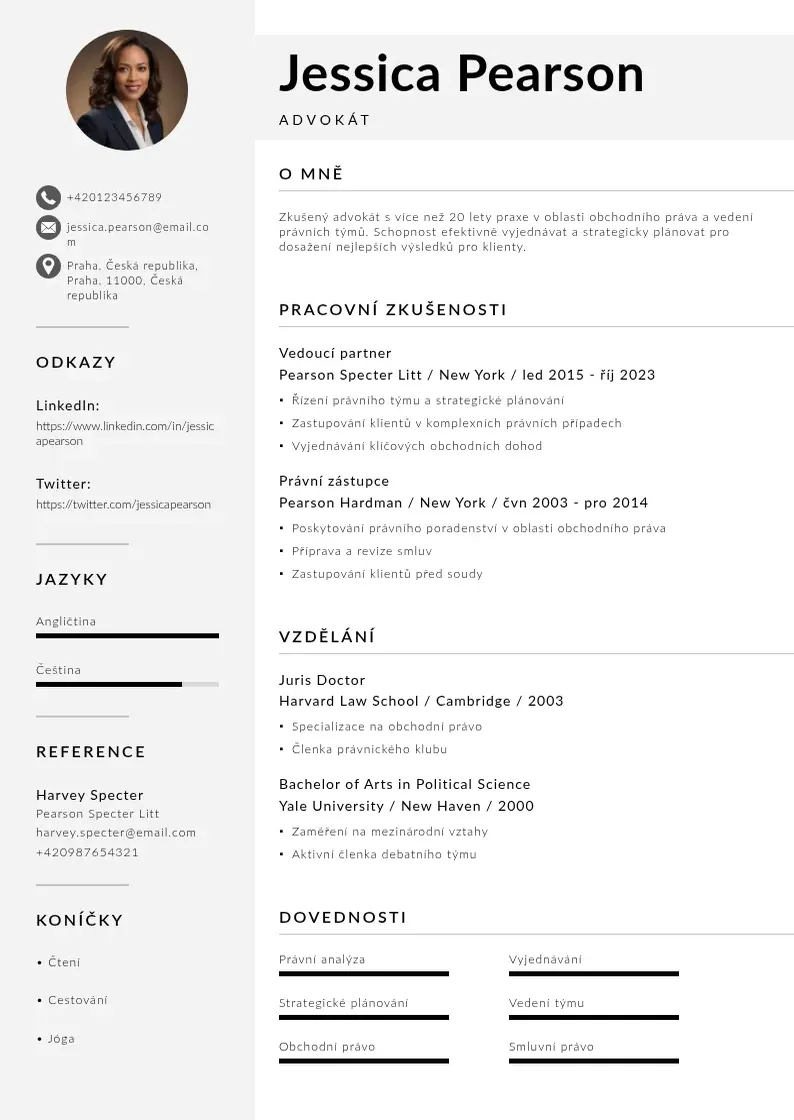 Mūsdienīga Zivotopis advokat CV veidne