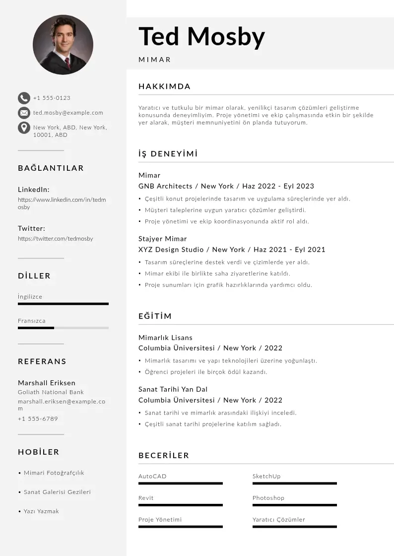 Mūsdienīga Yeni mezun CV veidne