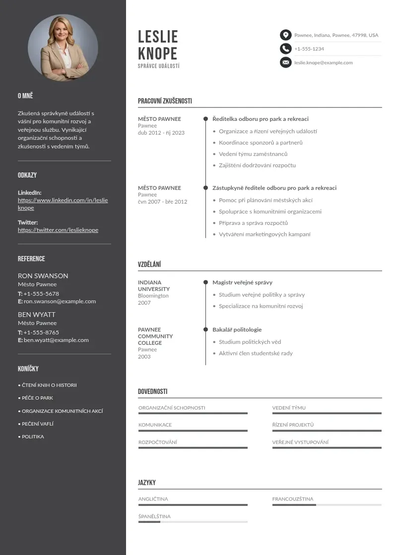 Divu kolonnu Spravcem udalosti zivotopis CV piemērs