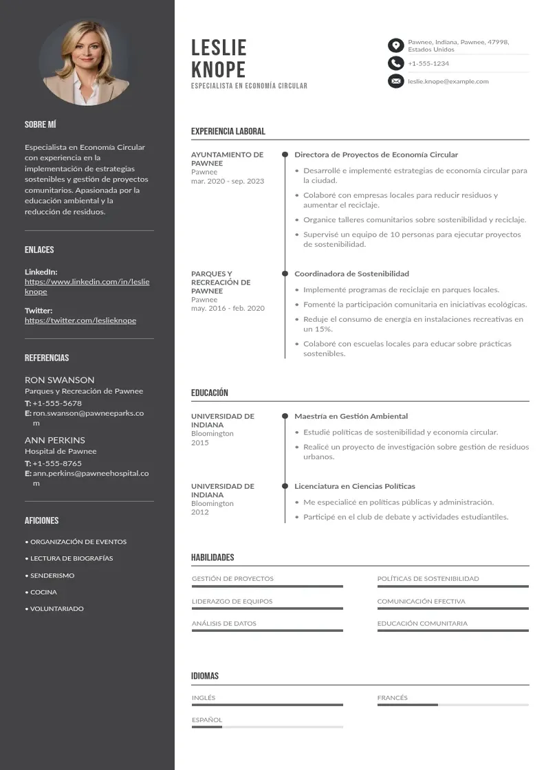 two column especialista-en-economia-circular resume example