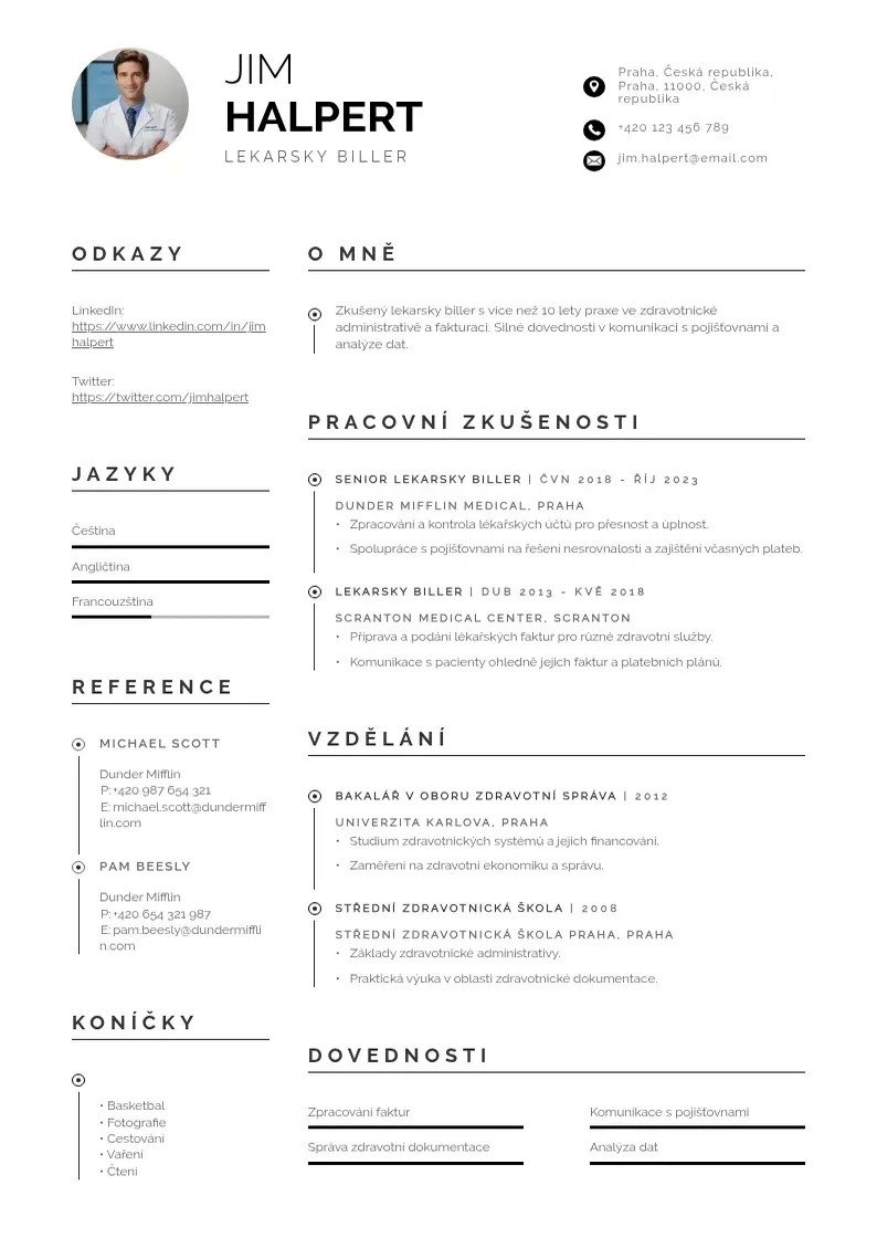 Profesionāla Lekarsky biller zivotopis CV veidne