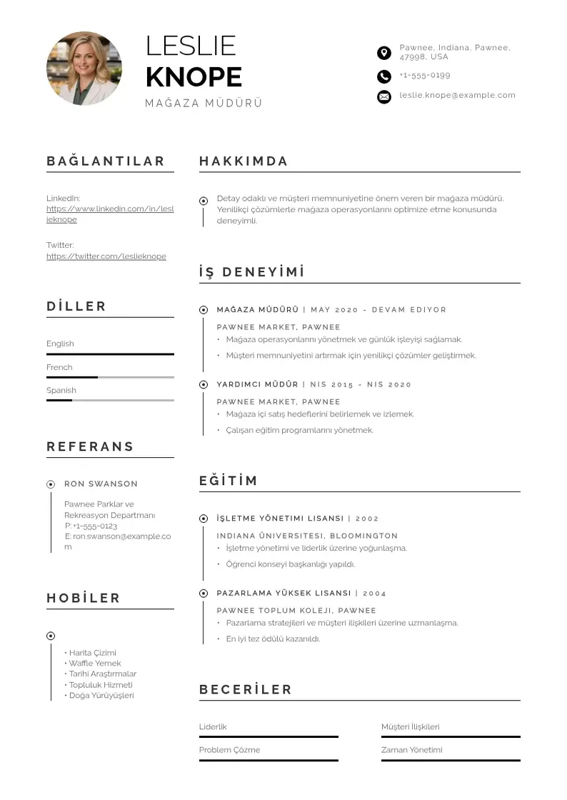 Profesionāla Magaza muduru CV veidne