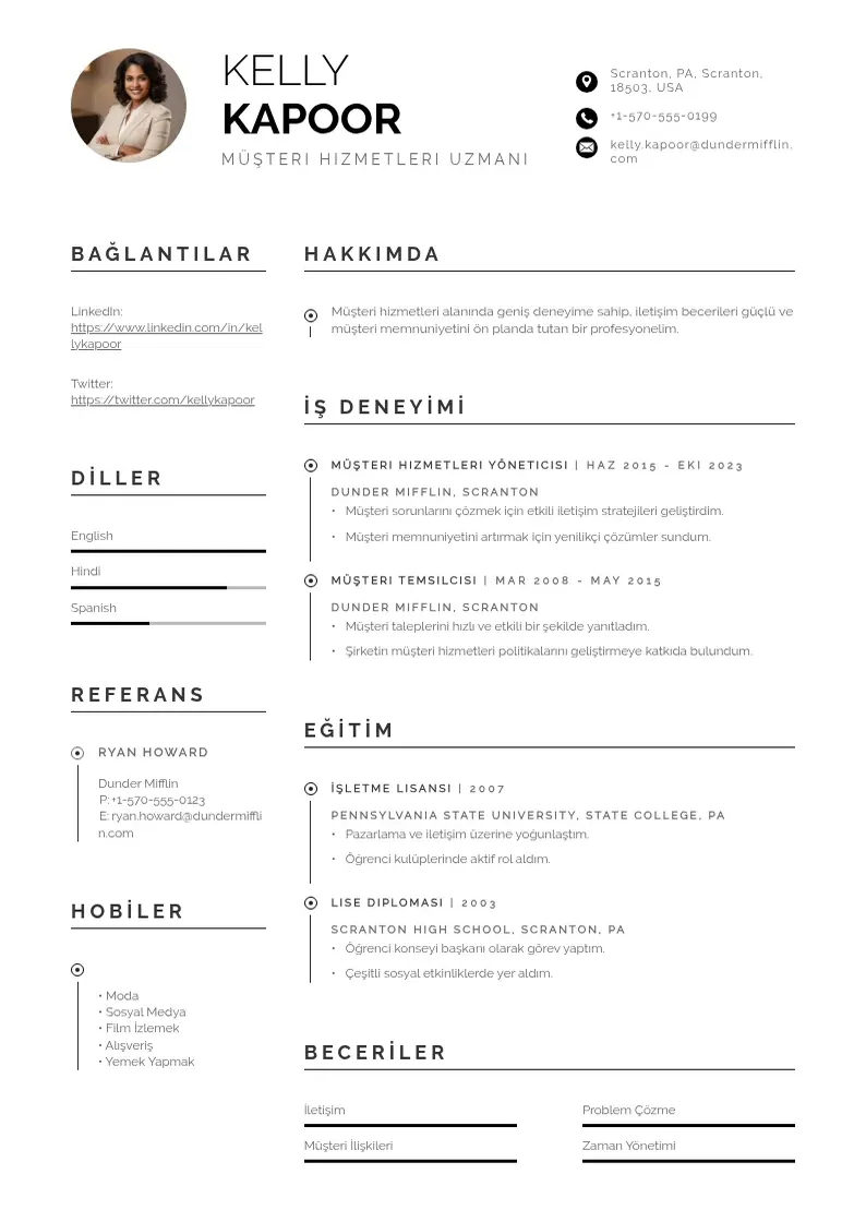 Profesionāla Musteri hizmetleri CV veidne