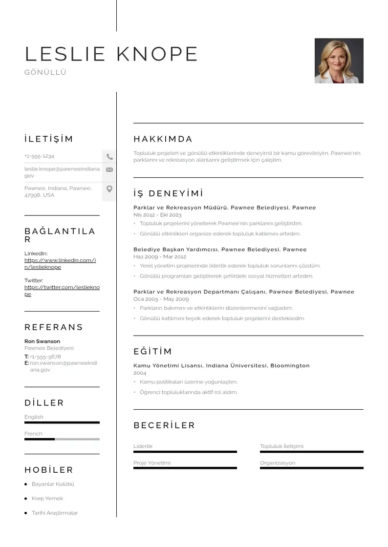 Vienkārša Gönüllü  CV piemērs
