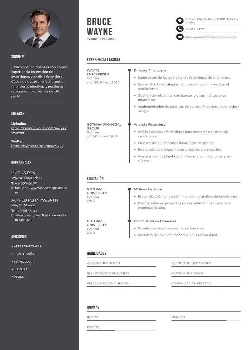 two column cv-banquero-personal resume example