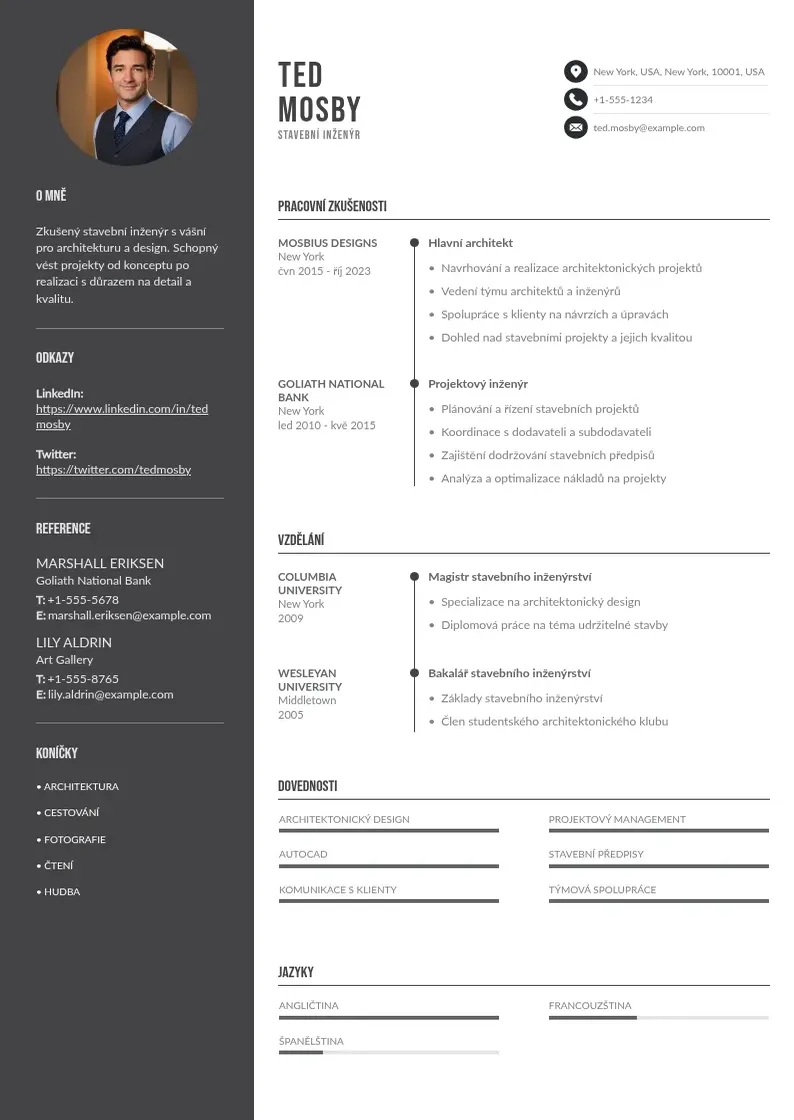 Divu kolonnu Zivotopis stavebni inzenyr CV piemērs