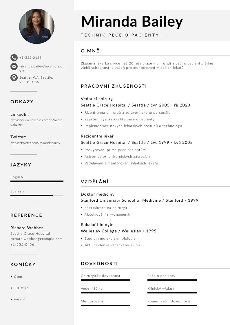 Mūsdienīga Technik pece o pacienty zivotopis CV veidne