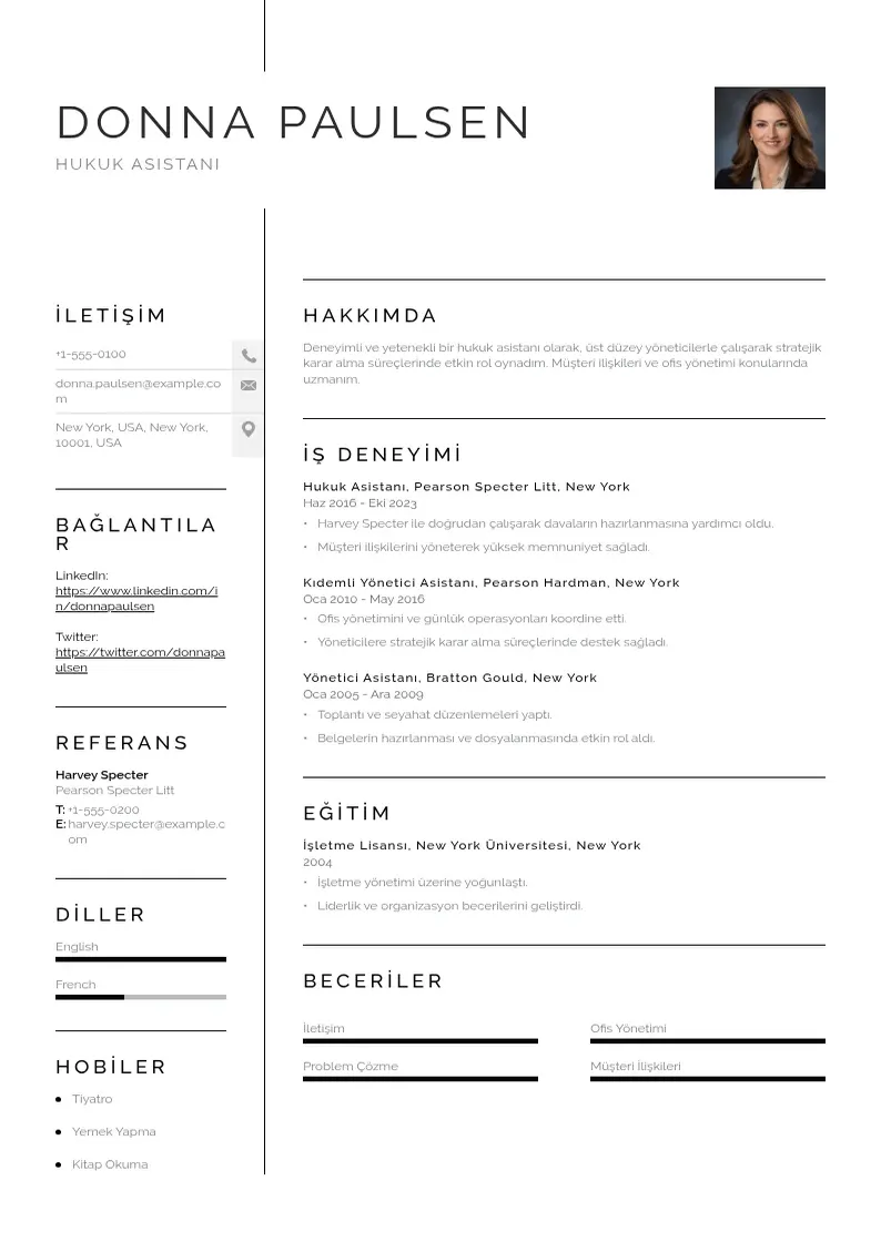 Vienkārša Hukuk asistani CV piemērs