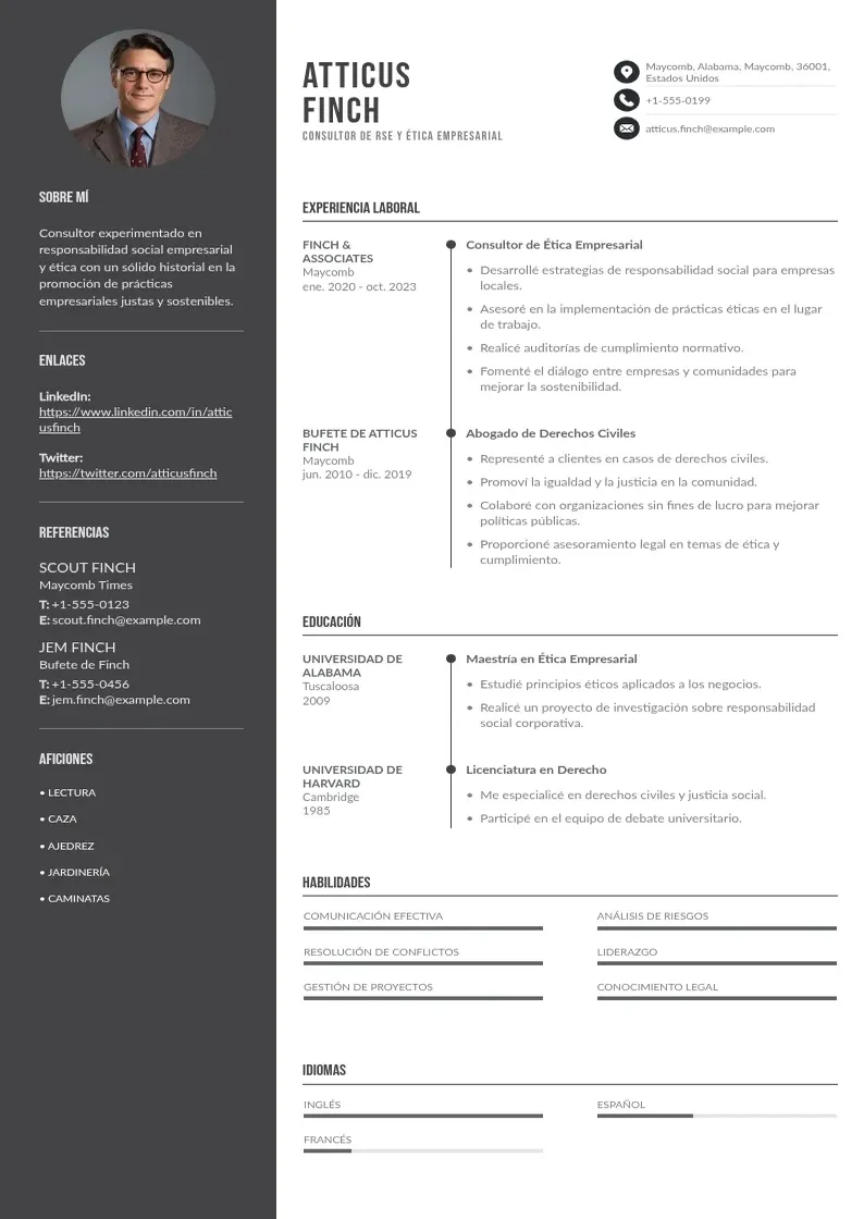 two column consultor-de-rse-y-etica-empresarial resume example
