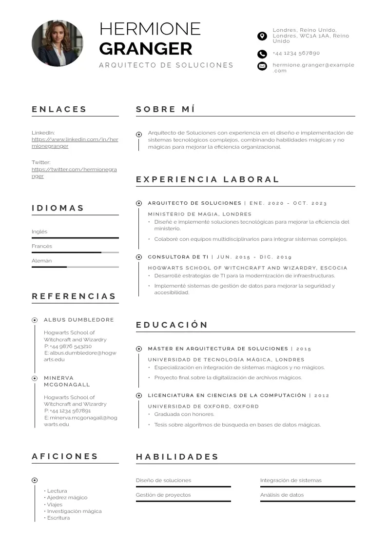 two column cv-arquitecto-de-soluciones resume example