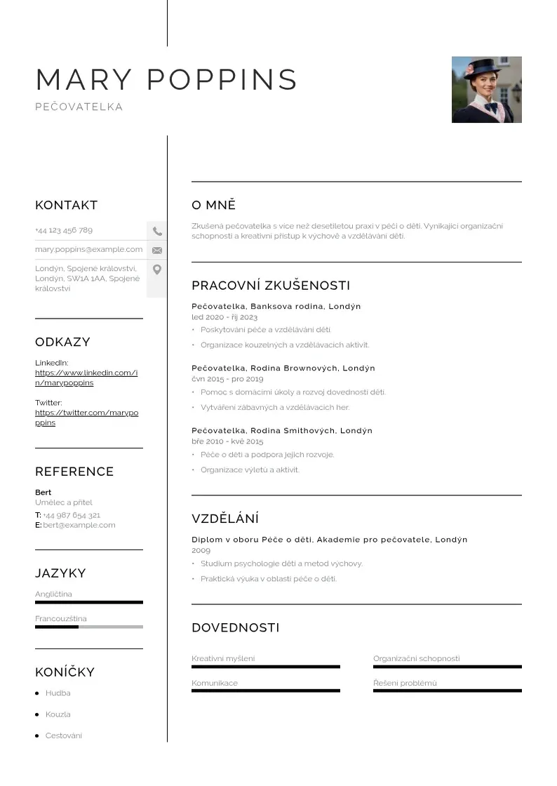 Vienkārša Zivotopis pecovatele CV piemērs