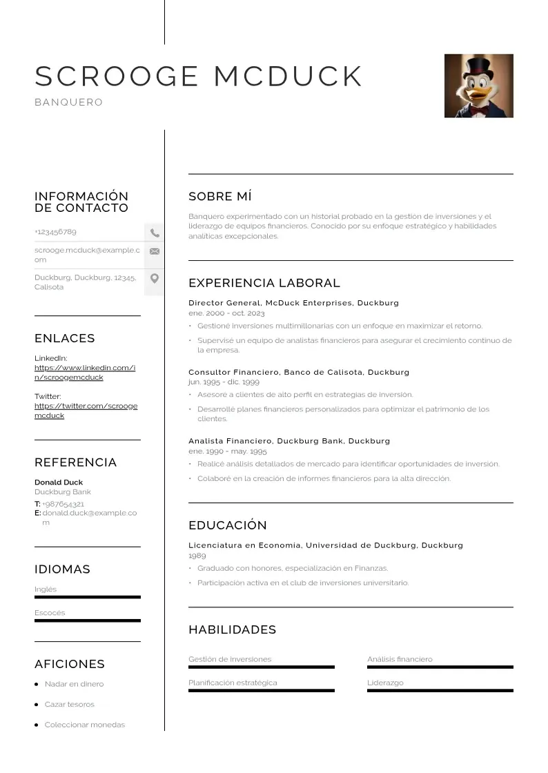 two column cv-banquero resume example