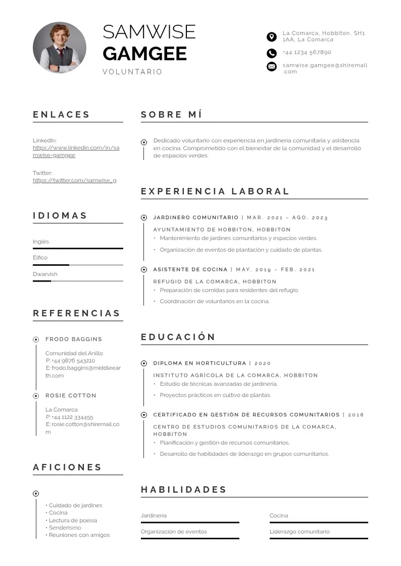 two column cv-voluntario resume example