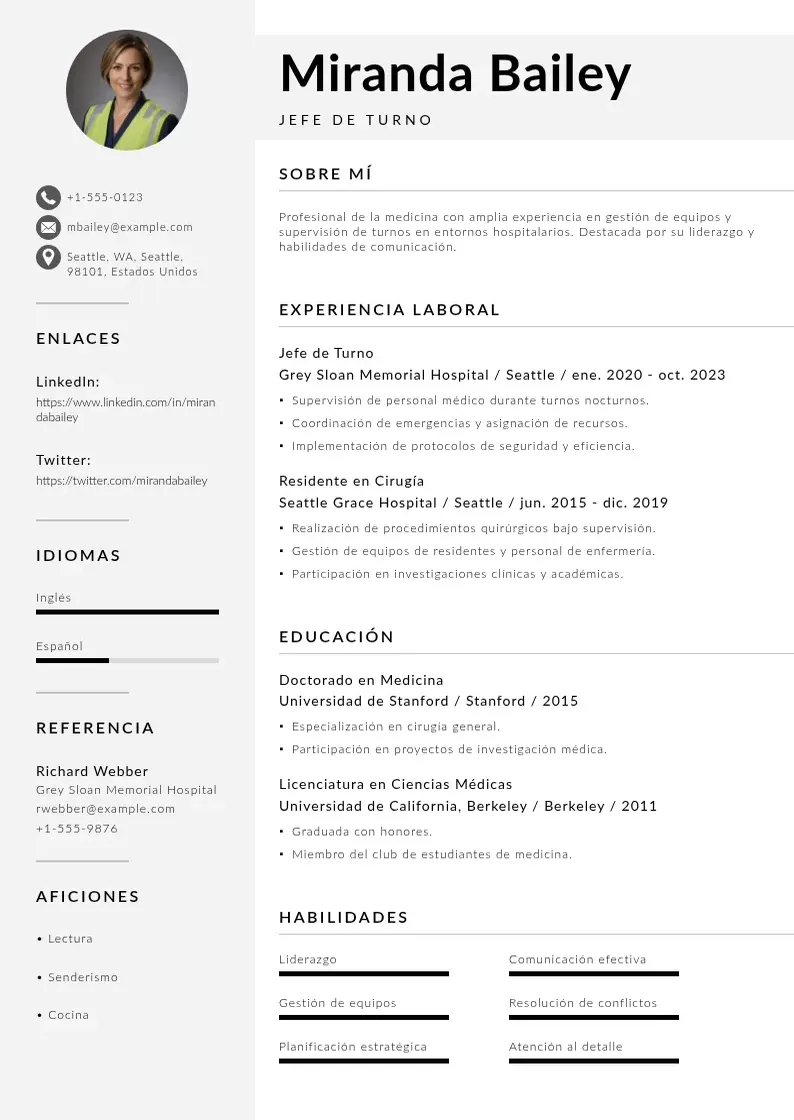 two column cv-jefe-de-turno resume example