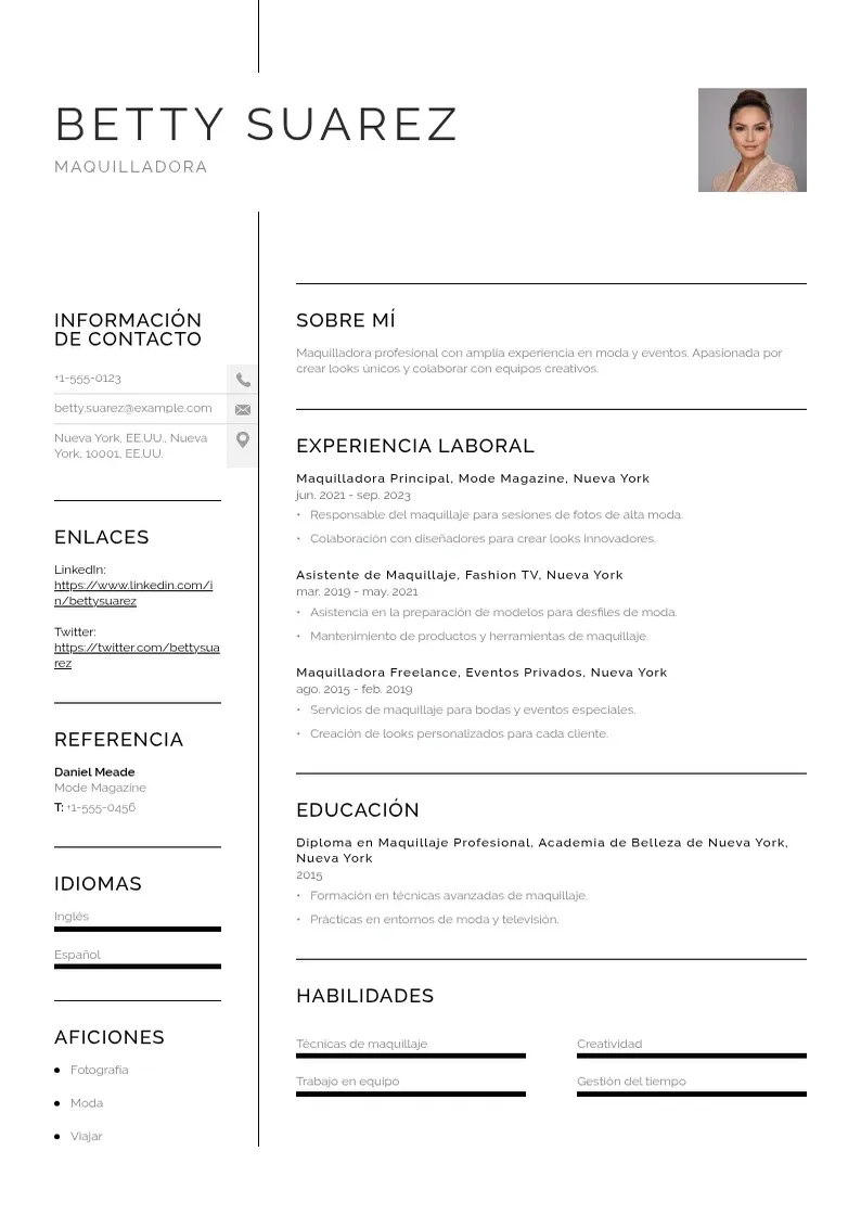 two column maquilladora resume example