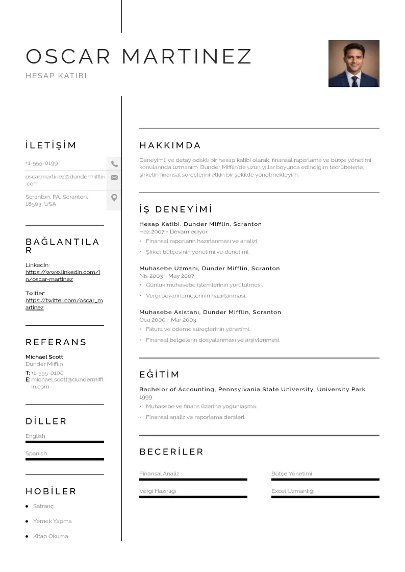 Vienkārša Hesap katibi  CV piemērs