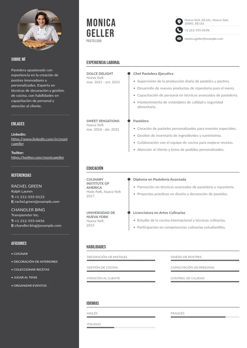 two column curriculum-de-pastelero resume example