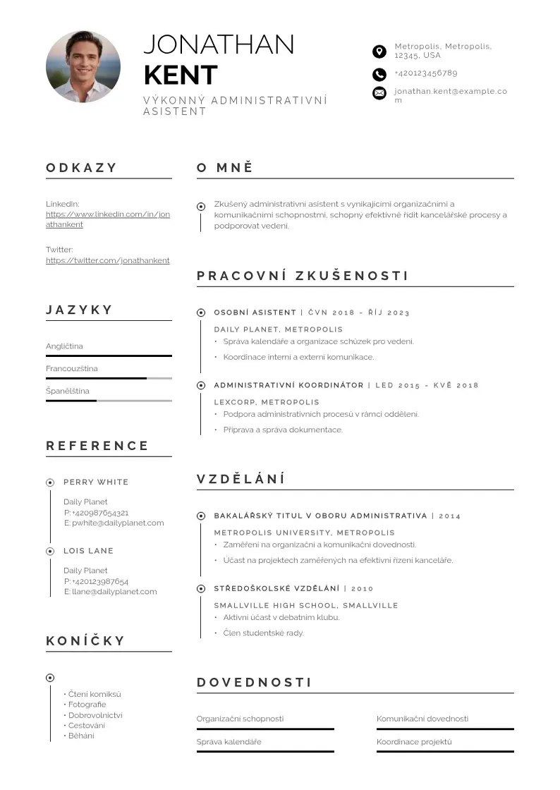 Profesionāla Výkonný administrativní asistent  CV veidne