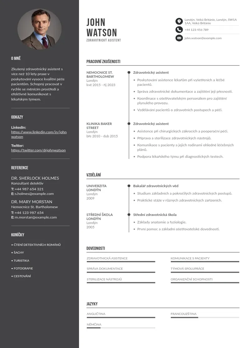 Divu kolonnu Zivotopis zdravotnickeho asistenta CV piemērs