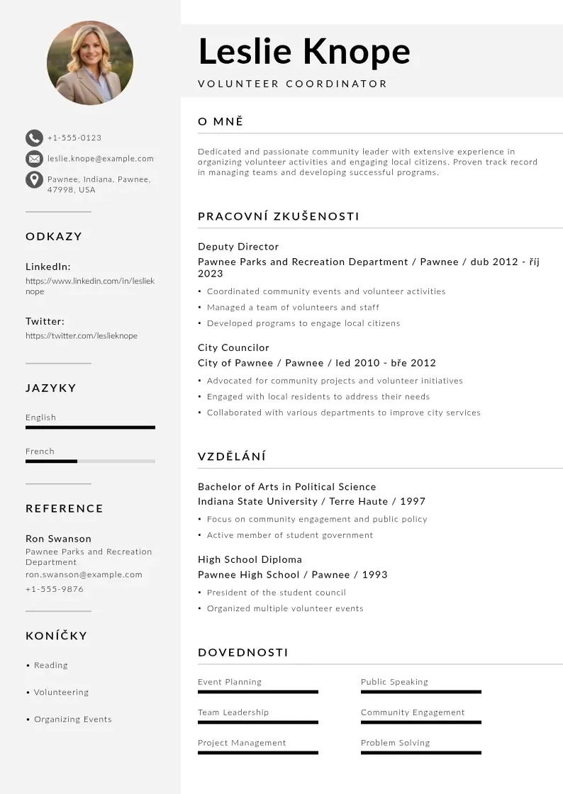 Mūsdienīga Zivotopis dobrovolnika CV veidne
