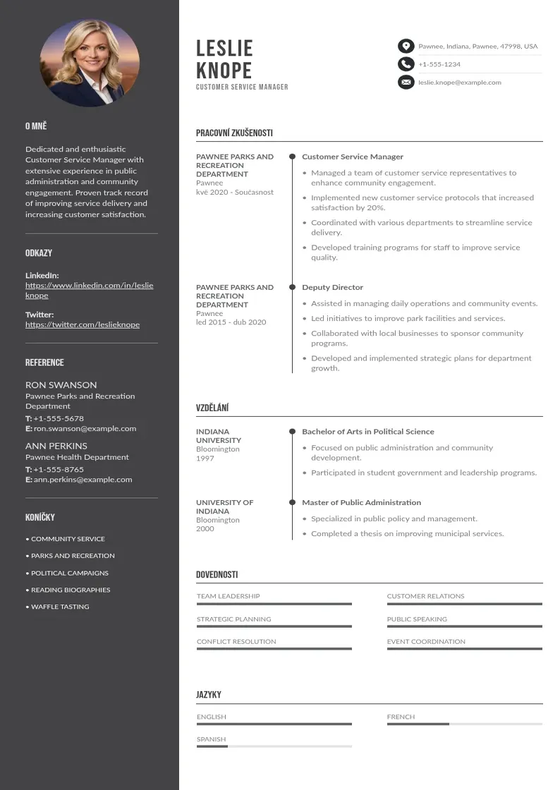 Divu kolonnu Manazer zakaznickeho servisu zivotopis CV piemērs