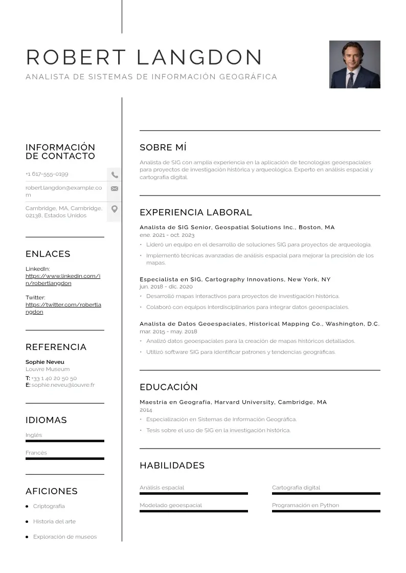 two column analista-de-sistemas-de-informacion-geografica-sig resume example