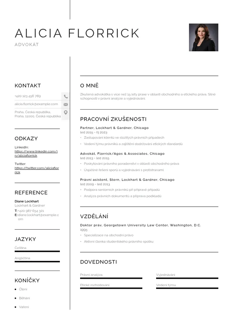 Vienkārša Zivotopis advokat CV piemērs