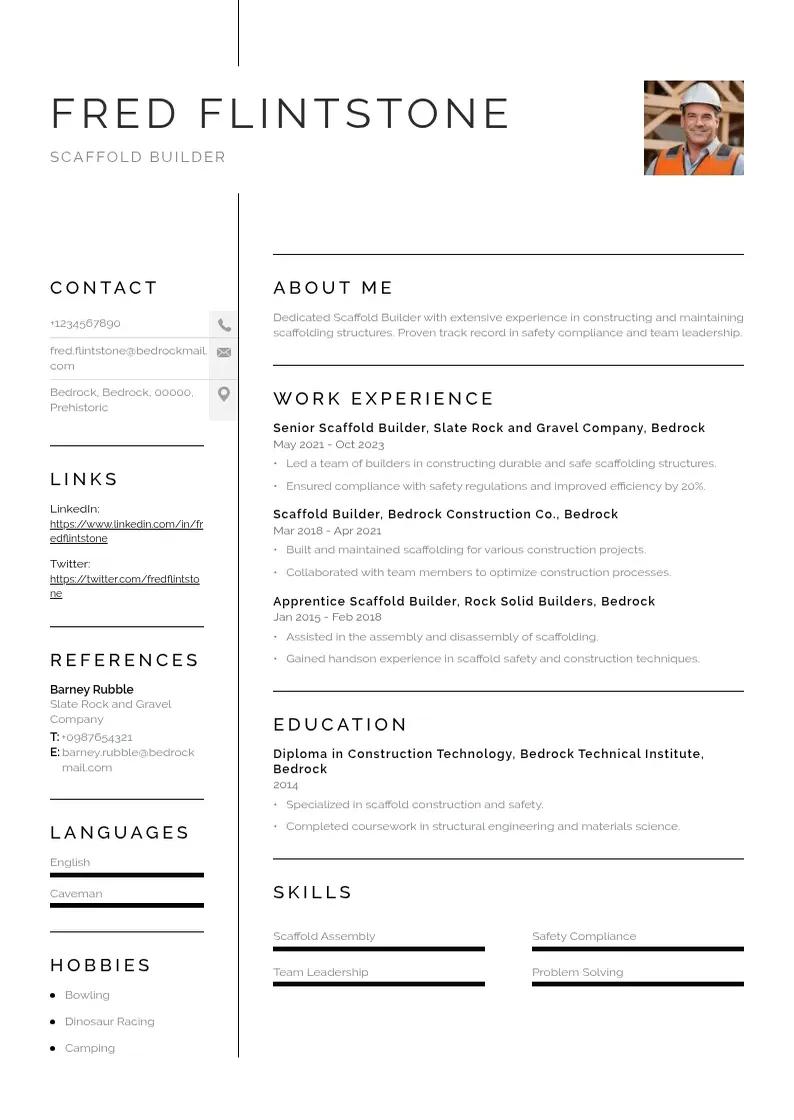 simple Scaffold builder resume resume example