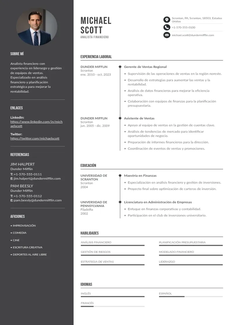 two column curriculum-de-analista-financiero resume example