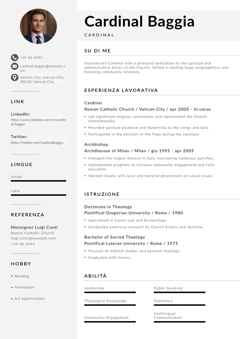 Mūsdienīga Vatikán CV veidne