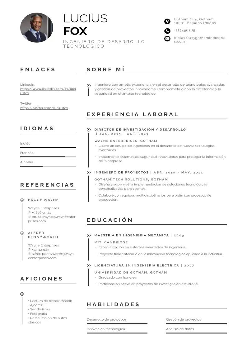 two column curriculum-de-ingeniero resume example