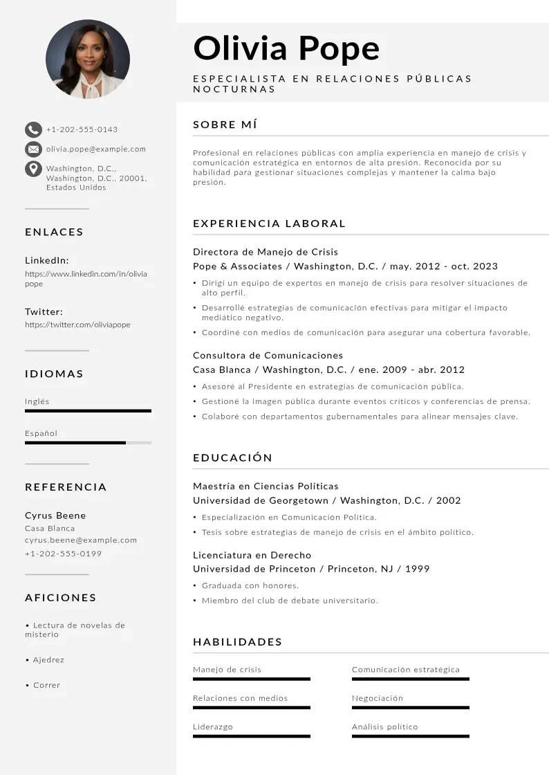 two column especialista-en-relaciones-publicas-nocturnas resume example