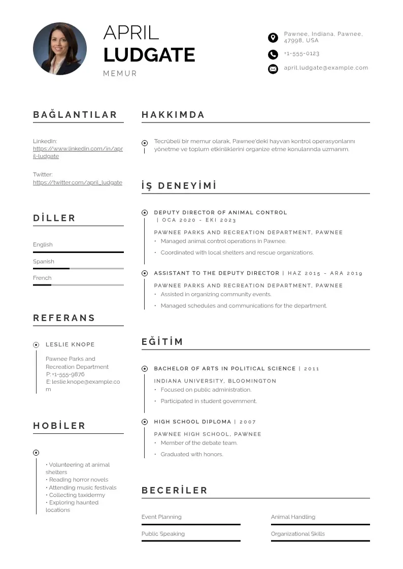 Profesionāla Memur oz gecmisi CV veidne