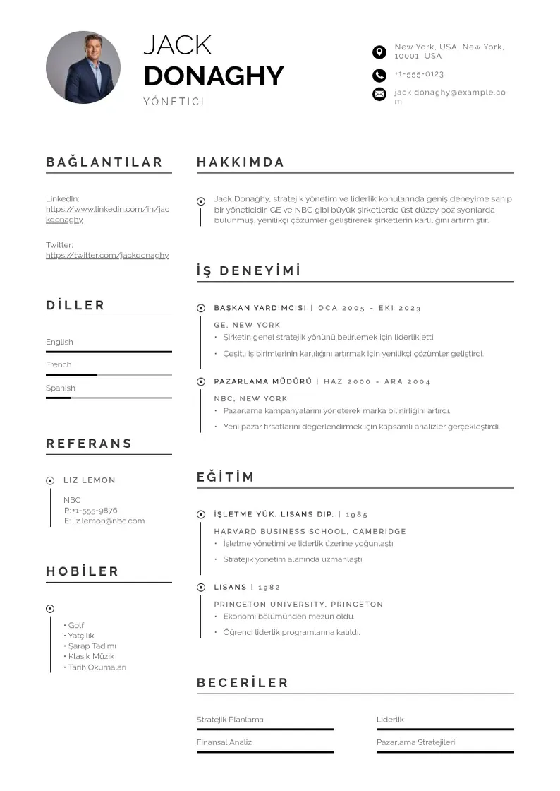 Profesionāla Yonetici CV veidne