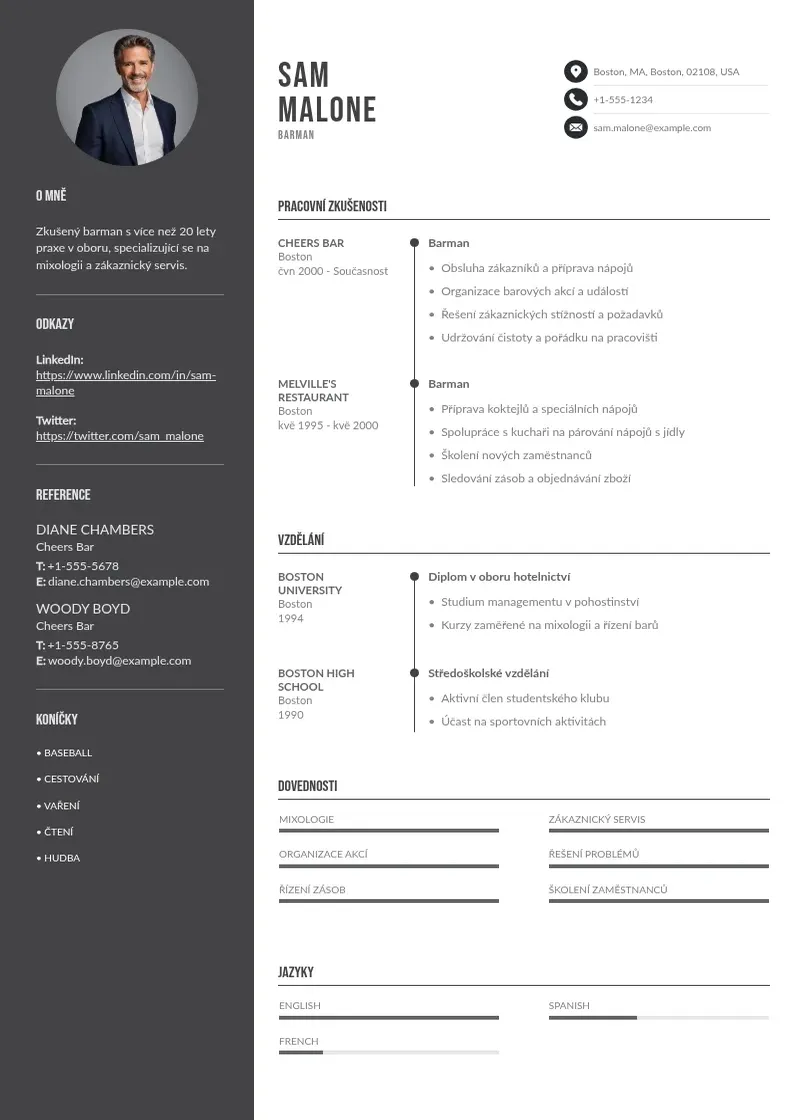 Divu kolonnu Barman zivotopis CV piemērs